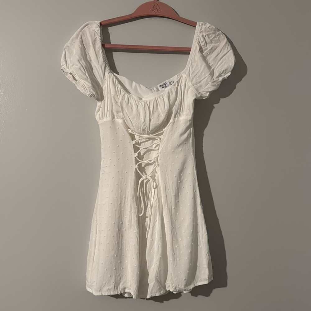 Princess Polly Mini Dress - Puff Sleeve, Lace-Up Corset, Size US 6